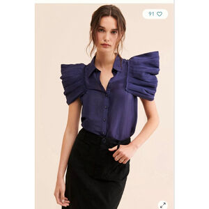 Aureta Stella Puff Sleeve Top Size XS $188 Retail NWT